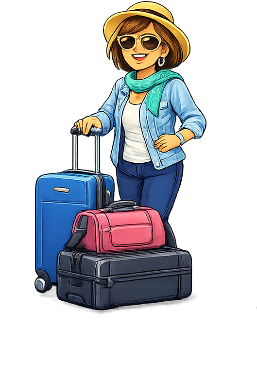 Aunt Tia with luggage